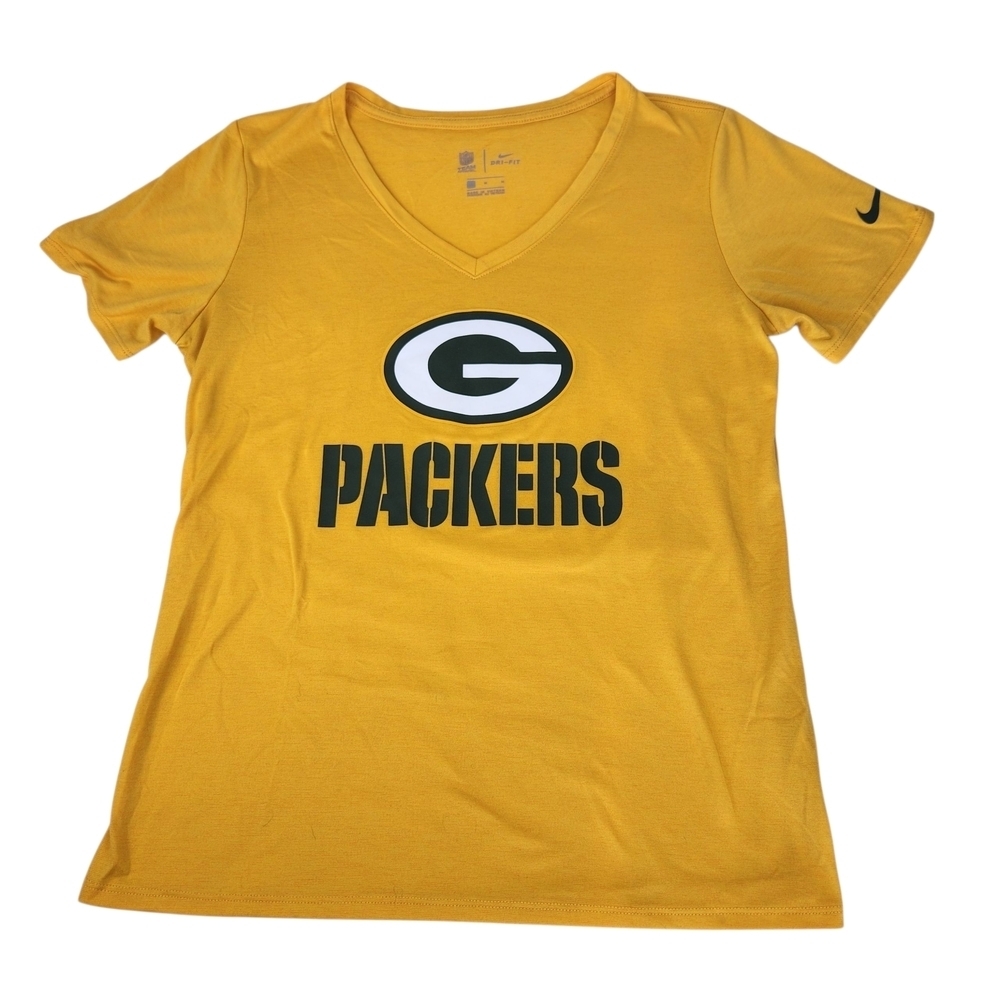 Nike Gold Women's Dri-FIT V-Neck Tee Green Bay Packers Medium SEE DESCRIPTION - Picture 1 of 11
